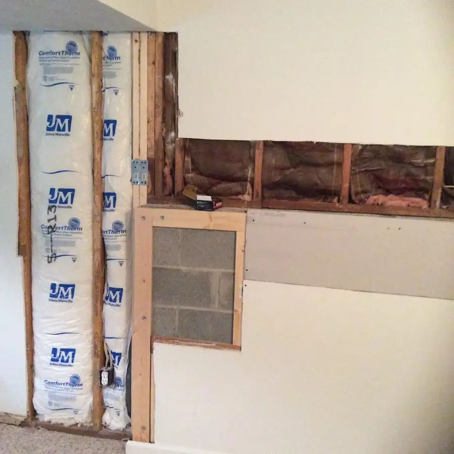 Wall insulation replacement during Basement Flood Cleanup in Darnestown